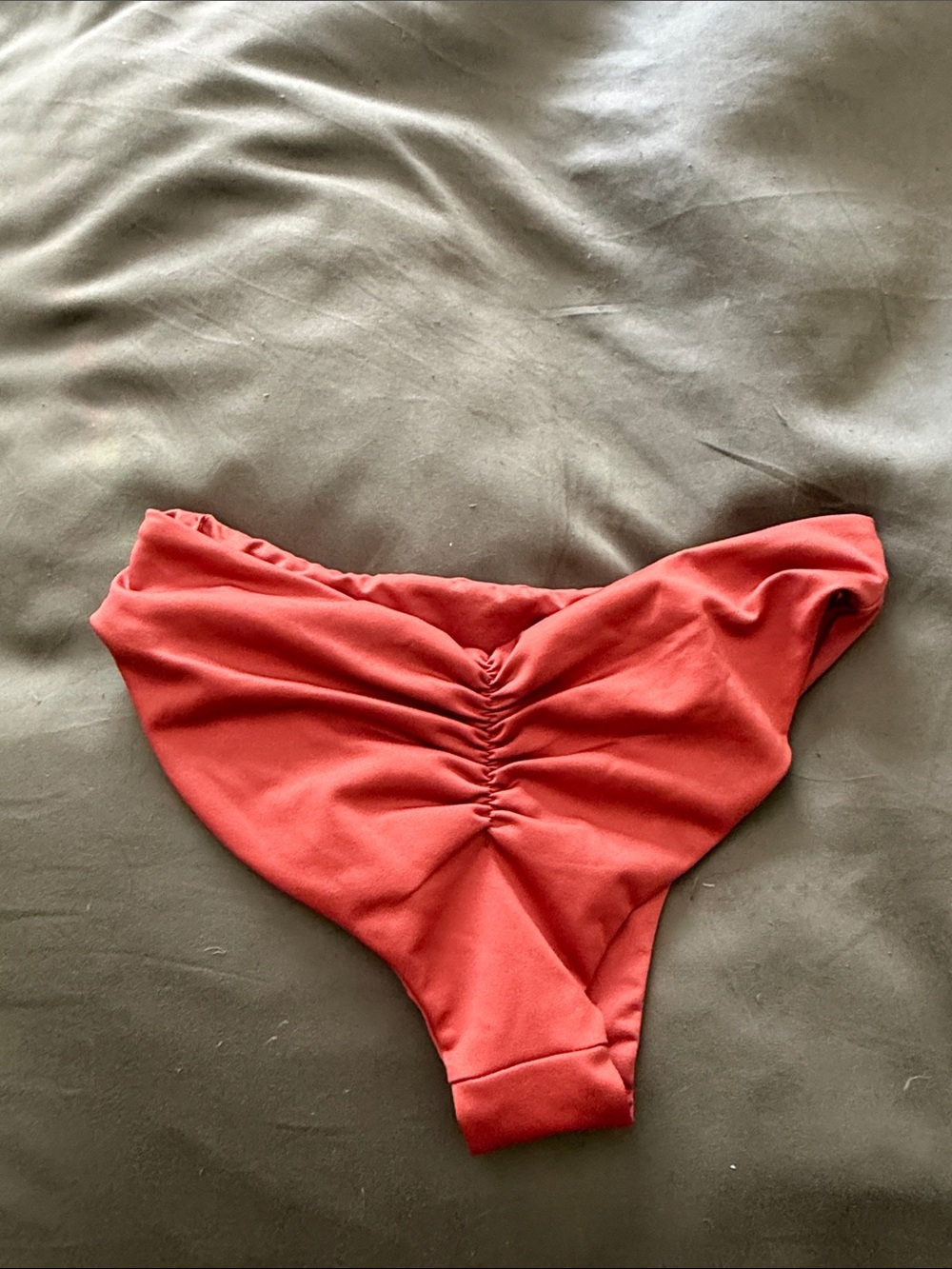 Ruched Cheeky Bikini Bottom - burnt orange